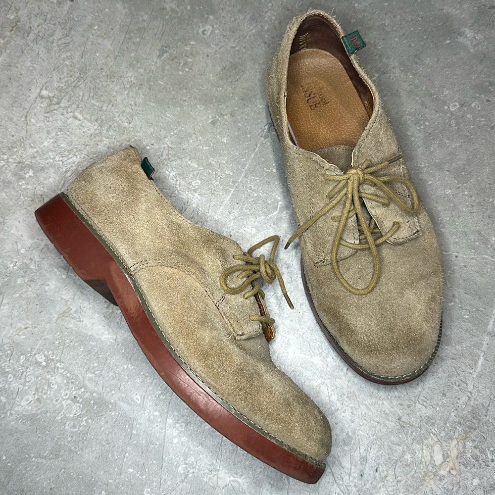 School Issue Semester Tan Suede Oxford Flat Lace Up Boys size 8.5 6200TNW